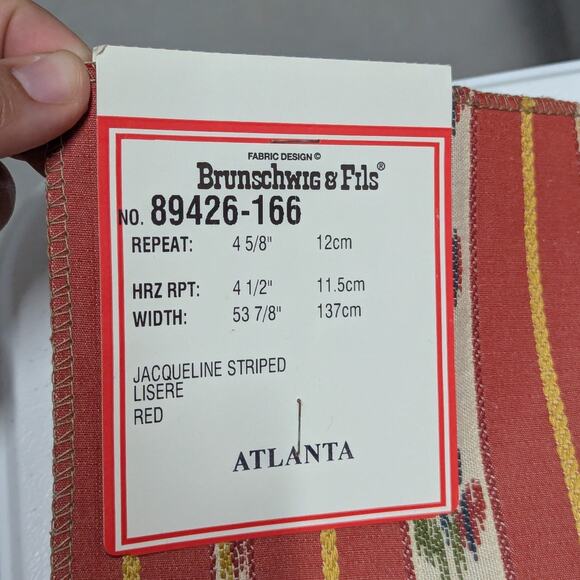 Brunschwig & Fils Fabric Remnant Jacqueline Striped Lisere 25 x 37 inches - Picture 3 of 4